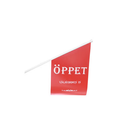 Butiksflagga "ÖPPET" Röd vinyl